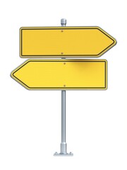 Blank yellow road sign arrows 3D