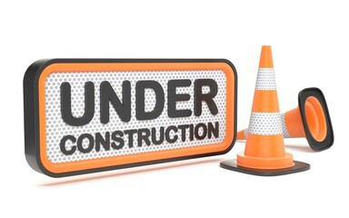Under construction sign Side view 3D