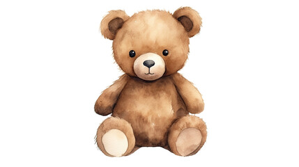 Watercolor teddy bear. Isolated on Transparent background.