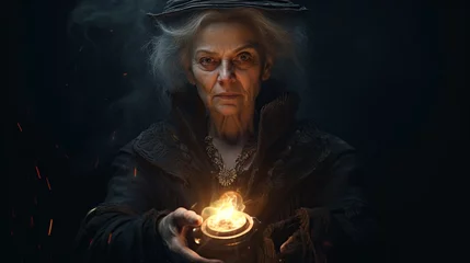 Poster An old mysterious magician witch in a dark place © Samuel