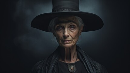 An old mysterious magician witch in a dark place
