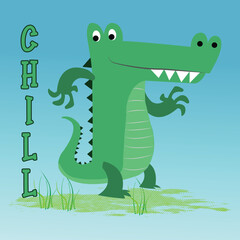 Cute crocodile hug me illustration with T-shirt design premium vector the Concept of Isolated Technology. Flat Cartoon Style Suitable for Landing Web Pages, T- shirt, Flyers, Stickers