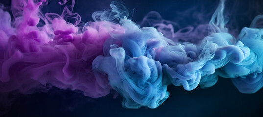 Fototapeta premium Purple blue fog cloud hanging in the air, creating a colorful smoke effect. Enveloping and mysterious atmosphere that adds a touch of magic.