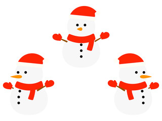 フラットサンタ帽雪だるまアイコンセットD