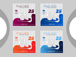 Social media post design for fresh milk sale.

