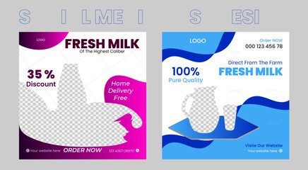 Social media post design for fresh milk sale.
