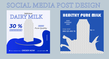 Social media post design for fresh milk sale.
