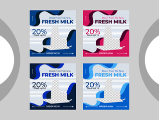Social media post design for fresh milk sale.
