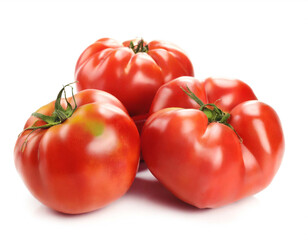 Red Oxheart tomatoes isolated on white background, cutout 