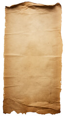Old worn paper sheet. Isolated on Transparent background.