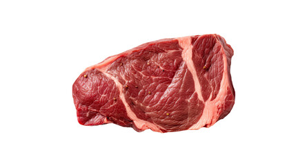 Fototapeta premium Top view sliced raw delicious beef steak. Isolated on Transparent background.