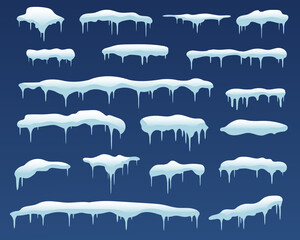 Snowfall Big Set Isolated Blue Background