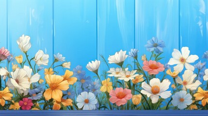 Beautiful flowers on the wooden table Flat space for text