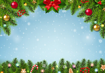 Winter Blue Banner With Snowflake Blue Background