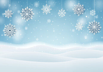 Winter Christmas Banner And Snowflaks