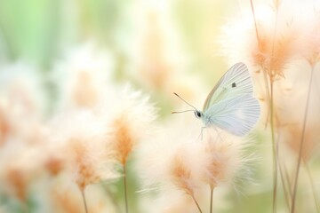 Butterfly on a Pastel color flower and a blurry Background