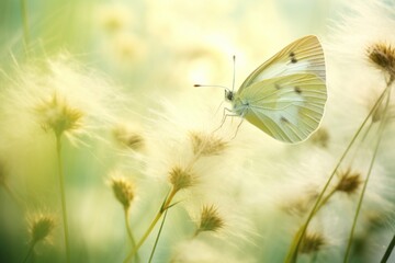 Butterfly on a Pastel color flower and a blurry Background