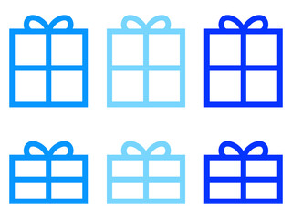 プレゼントボックス線画アイコンAセット青