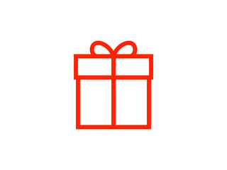 プレゼントボックス線画アイコンC：大赤