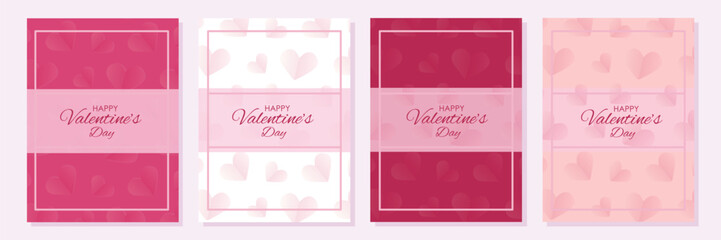 Valentine's Day backgrounds set. Cards with balloons, hearts, love envelope. Set of posters for banners, cards, discount coupons, invitations, posters. Vector illustration, eps 10. - obrazy, fototapety, plakaty