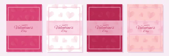Foto op Plexiglas Valentine's Day backgrounds set. Cards with balloons, hearts, love envelope. Set of posters for banners, cards, discount coupons, invitations, posters. Vector illustration, eps 10. © Liliy