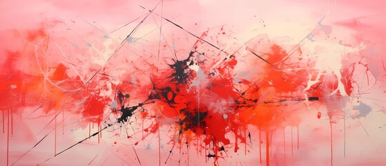 Abstract background with splashes of paint in red and pink colors.