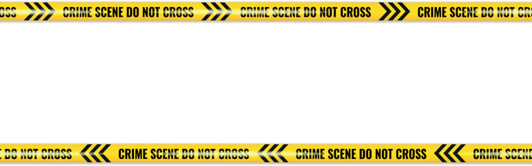 Realistic Crime scene danger tape. Crime scene yellow tape vector seamless banner, police line Do Not Cross tape. Crossing danger ribbon of caution signs for construction area or crime scene in yellow