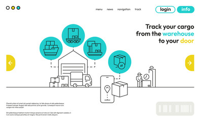 Delivery service concept. Courier shipping service for parcel delivery, cargo transportation or food delivery service. Vector illustration of courier delivery service