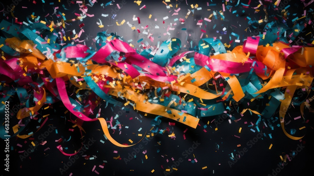 Poster colored confetti and streamers created with generative ai