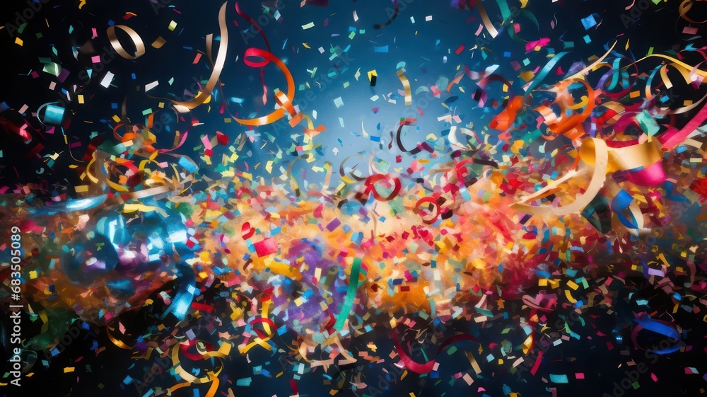 Poster colored confetti and streamers created with generative ai