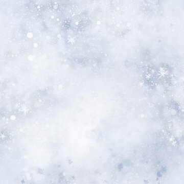 Delicate seamless winter pattern with falling snow texture in subtle shades of blue and white