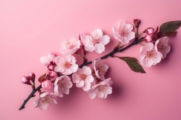 Sakura branch pink blossom. Nature tree detail decoration element. Generate Ai