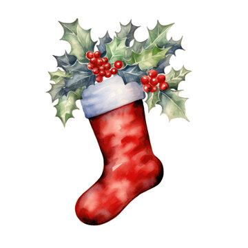 Winter christmas socks watercolor