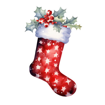 Winter christmas socks watercolor