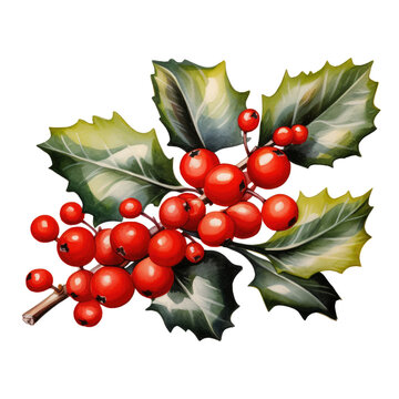 Colorful christmas floral arrangement in watercolor design isolated transparent background