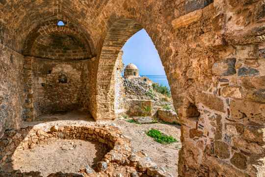 Old buildings in Monemvasia castletown, in Peloponnese Greece