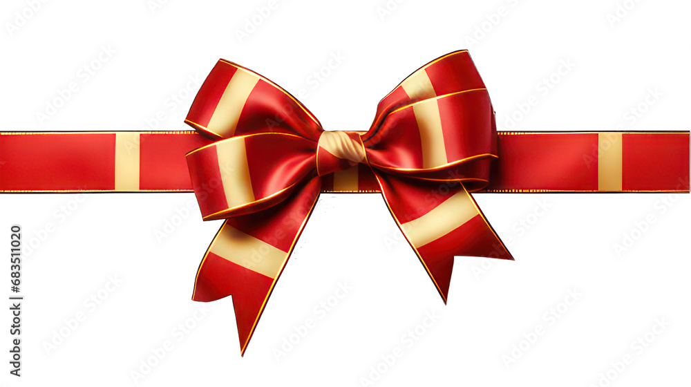 Aufkleber red ribbon and bow with gold isolated on white created with generative ai