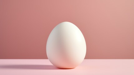 Fototapeta premium a white egg sitting on top of a table next to a pink wall with a shadow of an egg on it.