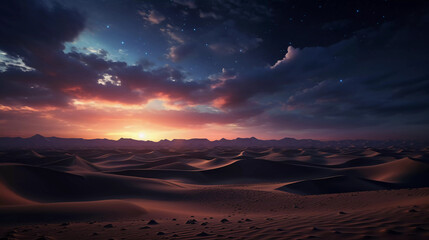 Hyper realistic night with stars an the milkyway in the desert