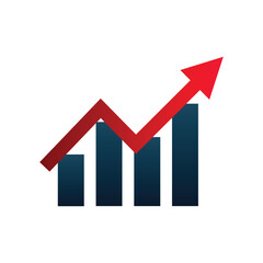 business chart of growth stock graph icons financial rise up increase profit red arrow graph going up