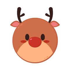 Brown reindeer on white background. Cute Reindeer in Christmas day.