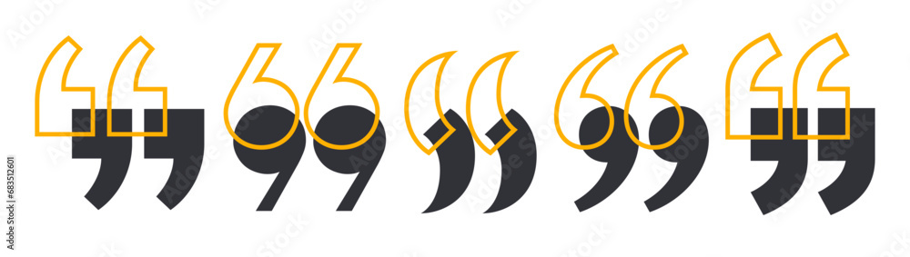 Fototapete quote mark of set, quotation marks black icon and speech mark symbol. talk bubble speech icon. graph