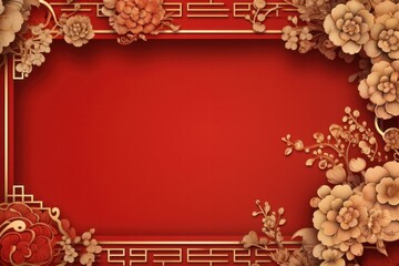 Embrace the spirit of Chinese New Year with our vibrant banner in red and gold, symbolizing luck and prosperity.  - obrazy, fototapety, plakaty