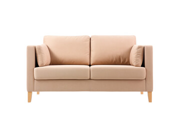 Modern Beige Two-Seater Sofa on transparent Background