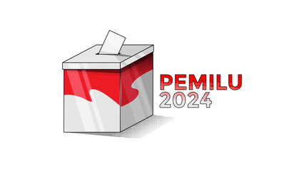 Pemilihan Umum Indonesia 2024 is Indonesian Presidential Election with ballot box illustration