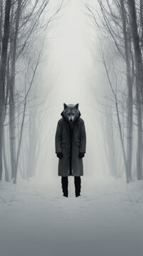 Animorph Souls: Wolf-Man's Frosty Solitude, Generative AI