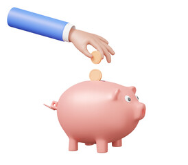 Hand businessman holding money savings concept. earnings money concept. financial business, reduction cost, deposit, fund, budget, economics, cartoon minimal style. 3d render illustration