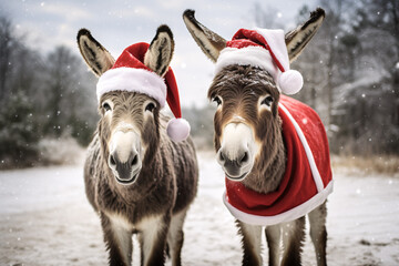 Donkeys with hats