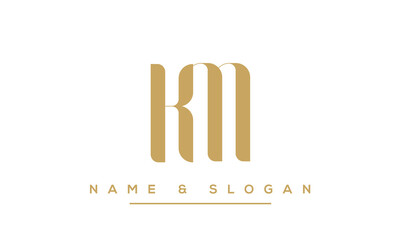 Alphabet Letters KM or MK Logo Monogram