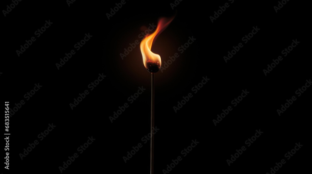 Poster a lit matchstick on a black background with a lit matchstick in the middle of the match and a lit ma